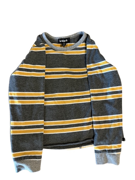 kidpik Other - kidpik Gray long-sleeved  t-shirt with Yellow and White Stripes